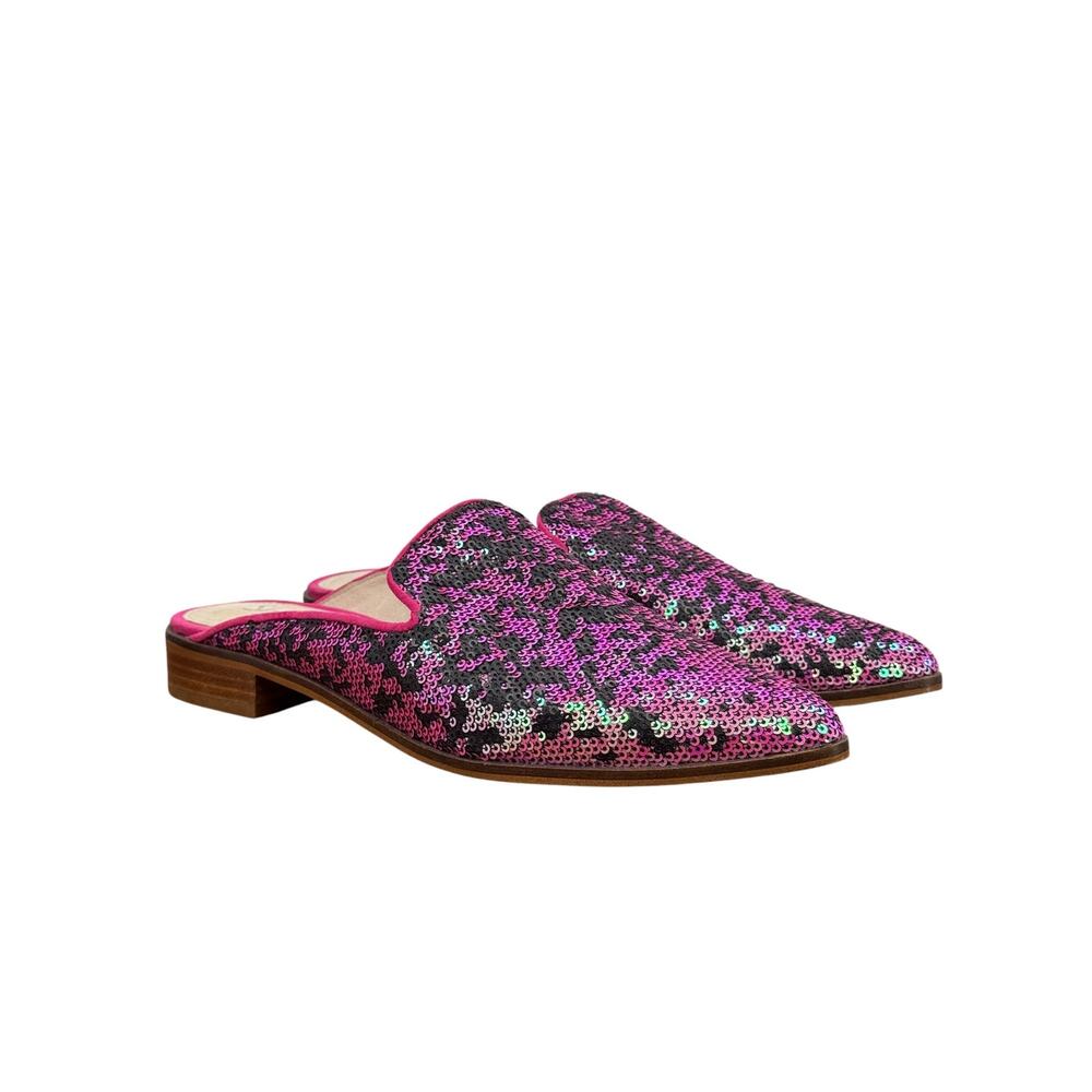 Shellys London Pink Cantara Sequin‎ Mules SZ 8.5 Women's Comfort Party Festival